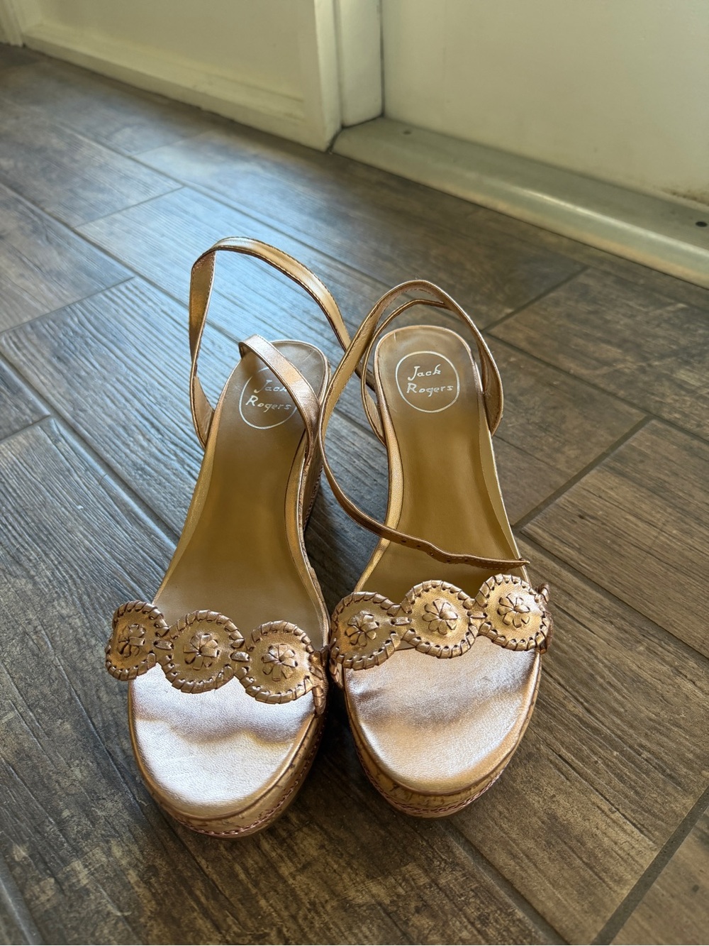 Jack Rogers Rose Gold Keri Cork Wedge Platform Heels